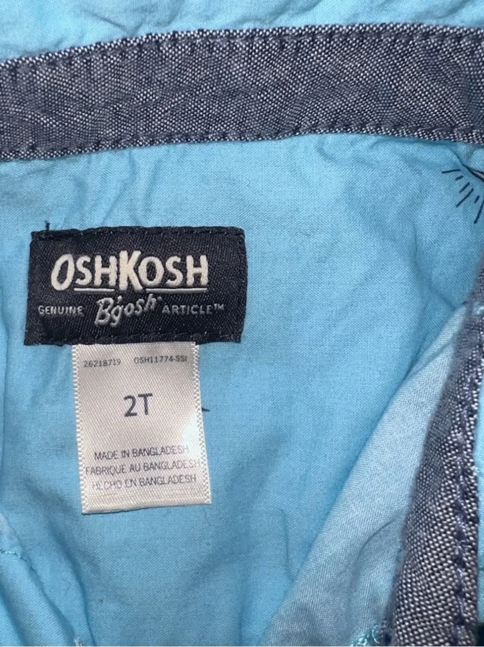 OshKosh B'gosh NWT Boys Short Sleeve Doodle Button Front Shirt 2T Blue